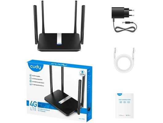 WiFi роутер Cudy LT500 AC1200 10/100BASE-TX/4G cat.4 черный