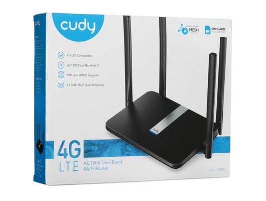 WiFi роутер Cudy LT500 AC1200 10/100BASE-TX/4G cat.4 черный