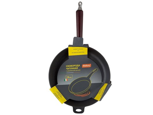 Сковорода MALLONY CIF28-W чугунная с деревянной ручкой 28 см