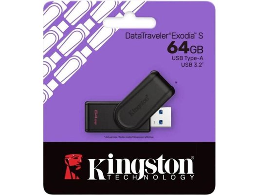 USB Флеш Kingston 64Gb DataTraveler Exodia S DTXS/64GB USB3.2 черный