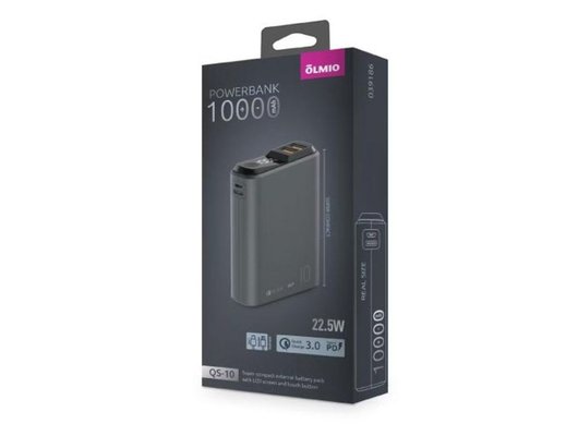 Внешний аккумулятор OLMIO QS-10 10000mAh 22.5W темно-серый (039186)