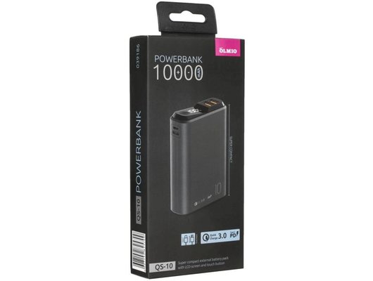 Внешний аккумулятор OLMIO QS-10 10000mAh 22.5W темно-серый (039186)