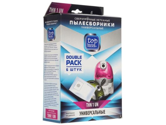 Пылесборники TOP HOUSE THN 1 UN Сверхпрочные нетканые пылесборники Универсальные 6 шт.