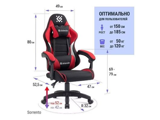 Кресло Defender Sorrento Black/Red