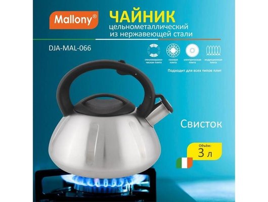 Чайник металлический MALLONY MAL-066 3 л. 910086 матовый