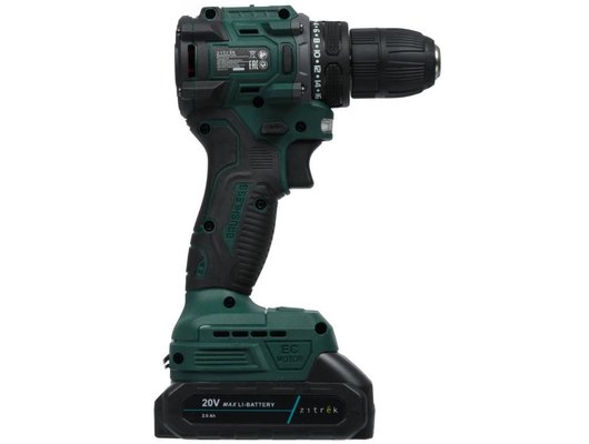 Дрель-шуруповерт Zitrek Greenpower 20 PRO (бесщеточный, 20В, 1х2.0Ач) 085-1313