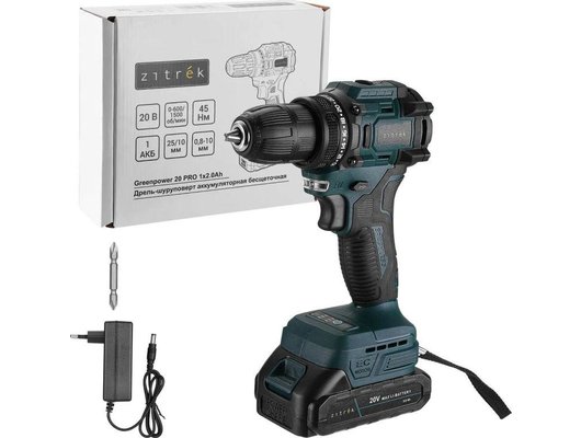 Дрель-шуруповерт Zitrek Greenpower 20 PRO (бесщеточный, 20В, 1х2.0Ач) 085-1313