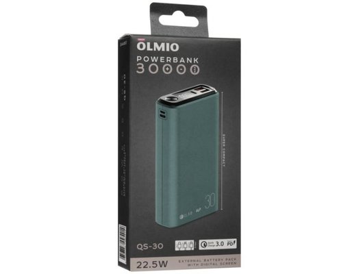 Внешний аккумулятор OLMIO QS-30, 30000mAh, space-gray