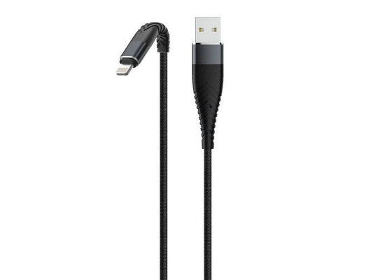 Кабель OLMIO SOLID, USB 2.0 - lightning, 1.2м, 2.1A, черный,  039515