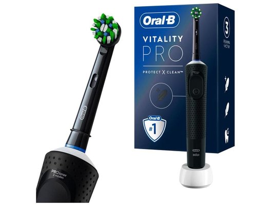 Зубная щетка электрическая ORAL-B Vitality Pro D103.413.3 Black тип 3708 + З/нить Essential Floss мятная 50м