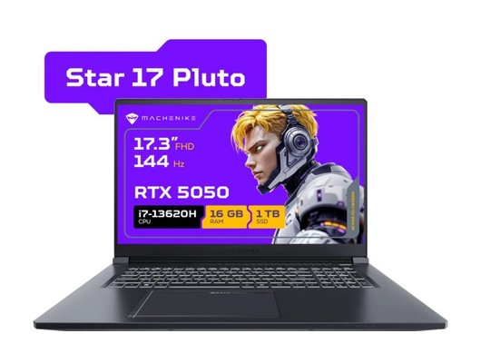 Ноутбук игровой Machenike Star 17 Pluto/JJ00GU00JRU/Core i7-13620H/16Gb/1Tb/17.3 FHD 144Hz/RTX 5050 8Gb/DOS