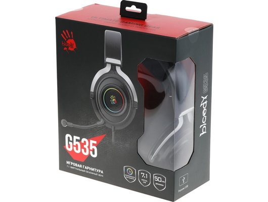 Игровые наушники проводные A4Tech Bloody G535 черный/серебристый (G535 (BLACK+SILVER) USB)