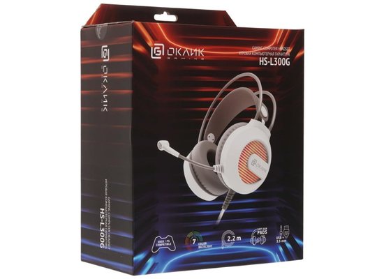 Игровые наушники проводные Oklick HS-L300G белый