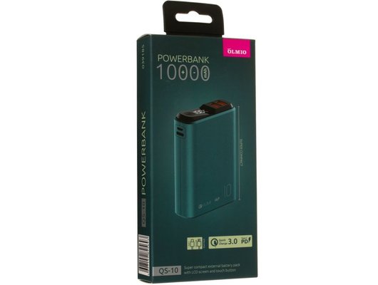 Внешний аккумулятор OLMIO QS-10 10000mAh 22.5W темно-зеленый (039185)
