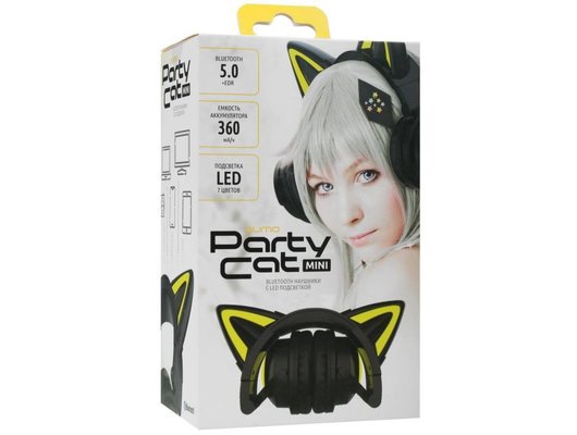 Наушники накладные QUMO PARTY CAT MINI ВТ 0052 Черно-желтые