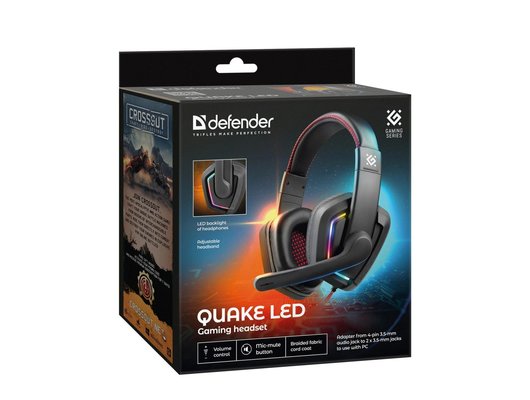 Игровые наушники проводные Defender Quake черный