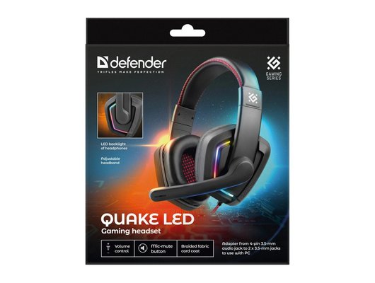 Игровые наушники проводные Defender Quake черный