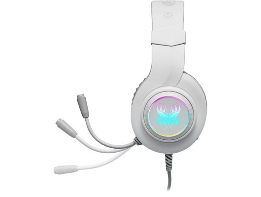 Игровые наушники проводные Defender Ghost LED белый