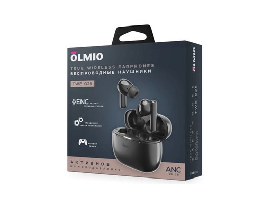 Гарнитуры TWS стерео OLMIO TWE-25 ANC+ENC Черные