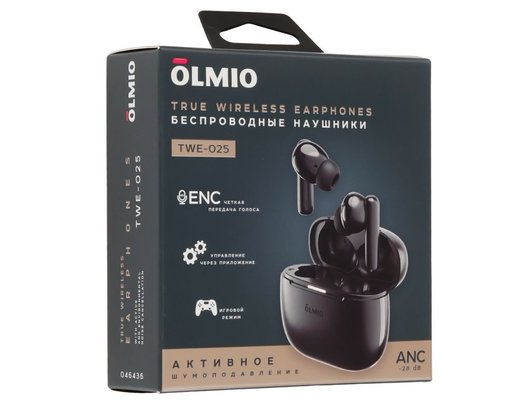 Гарнитуры TWS стерео OLMIO TWE-25 ANC+ENC Черные