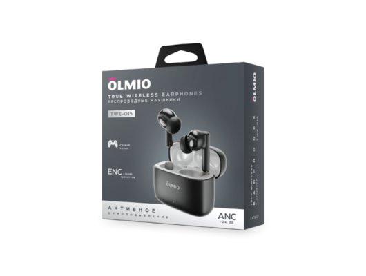 Гарнитуры TWS стерео OLMIO TWE-15 ANC+ENC Черные