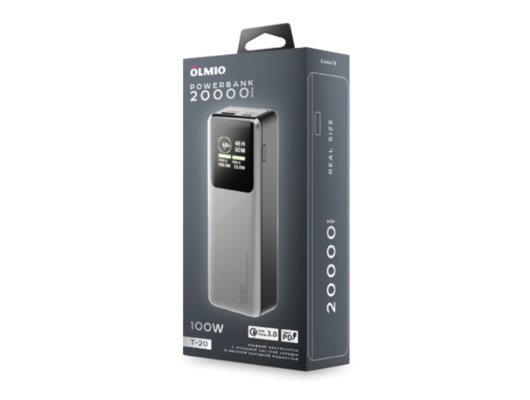 Внешний аккумулятор OLMIO T-20 20000mAh (44476) Титановый