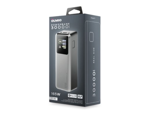 Внешний аккумулятор OLMIO T-30 30000mAh (44477) Титановый