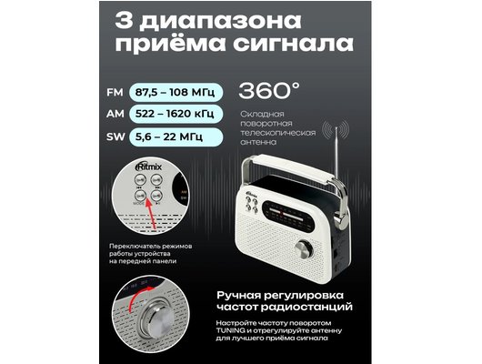 Радиоприемник Ritmix RPR-045 Белый