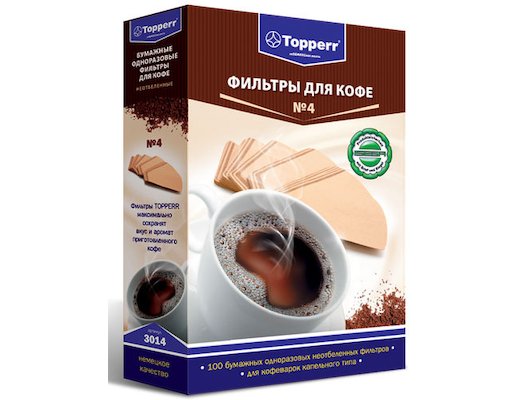 Фильтры для кофеварок TOPPERR 3014 х4 неотбеленные 100шт