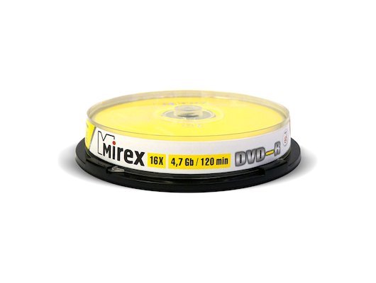 DVD-диск DVD-R Mirex 4.7 Гб 16x Cake box 10 (UL130003A1L)