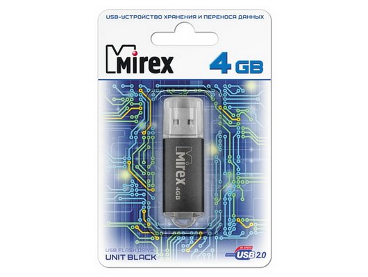 USB Флеш Mirex 4Gb UNIT BLACK (13600-FMUUND04)
