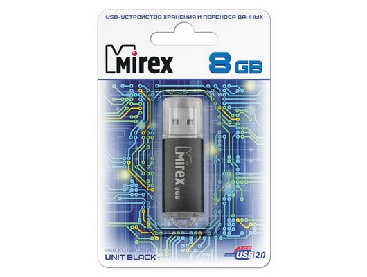 USB Флеш Mirex 8Gb UNIT BLACK (13600-FMUUND08)