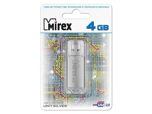 USB Флеш Mirex 4Gb UNIT SILVER (13600-FMUUSI04)
