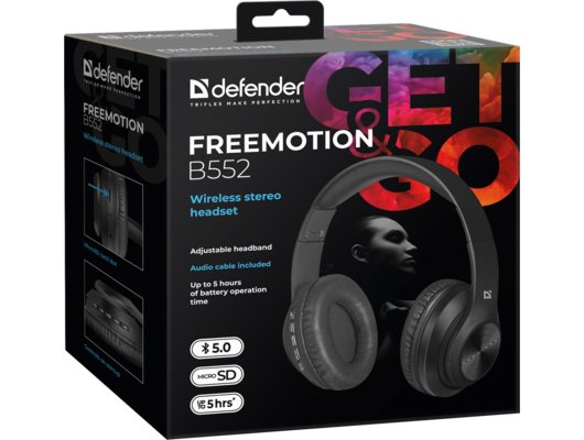 Наушники накладные DEFENDER FREEMOTION B552 ЧЕРНЫЙ