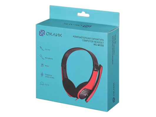 Наушники с микрофоном проводные Oklick HS-M150