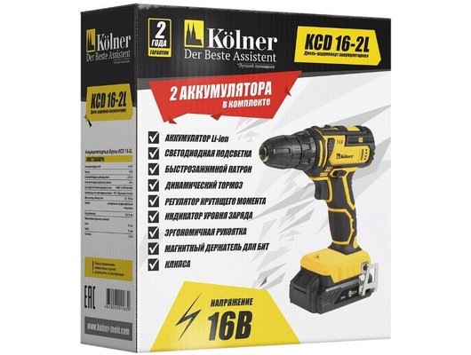 Дрель-шуруповерт KOLNER KCD 16-2L
