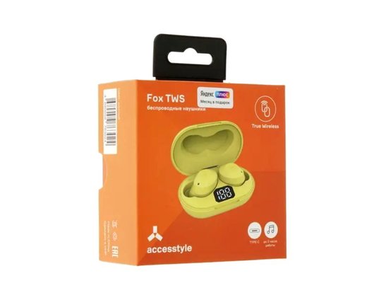 Гарнитуры TWS стерео ACCESSTYLE FOX TWS YELLOW