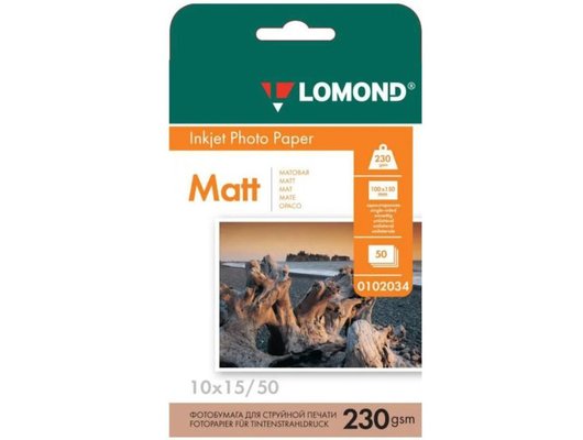 Фотобумага LOMOND 0102034 Матовая односторонняя 10x15 230г/м2. 50л