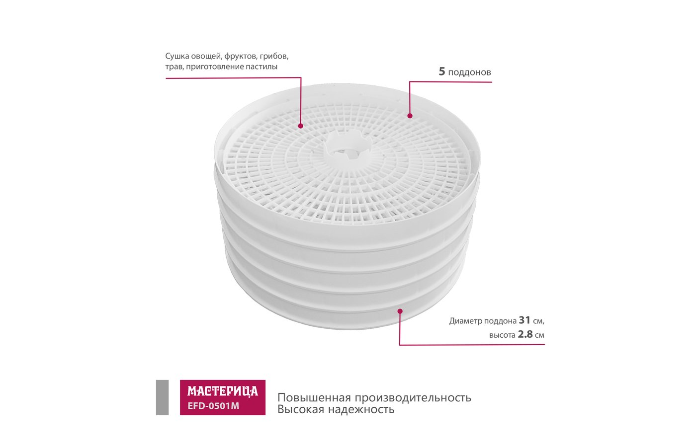 Аксессуары для МАСТЕРИЦА EFD 0501M - купить дополнительный аксессуар к  Сушилка для овощей и фруктов на RBT.ru