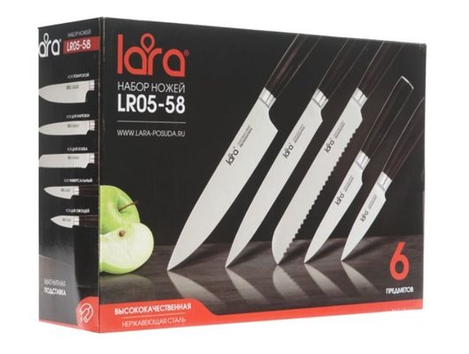 Набор ножей LARA LR05-58 6пр на магнитной подставке