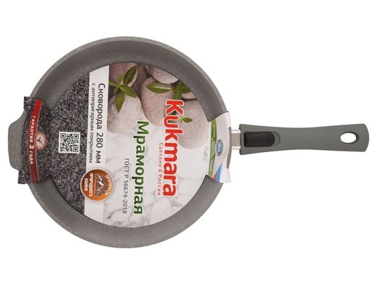 Сковорода KUKMARA смс283а 28см со съемной ручкой (светлый мрамор)