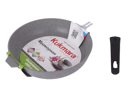 Сковорода KUKMARA смс222а 22см со съемной ручкой (светлый мрамор)