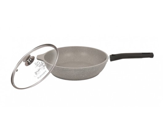 Сковорода KUKMARA смс26604а 26см со съемной ручкой, стекл. крышкой (светлый мрамор)
