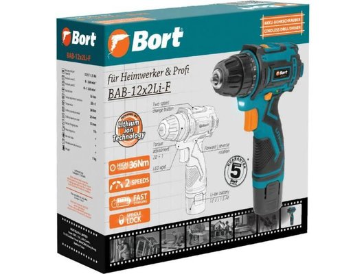 Дрель-шуруповерт BORT BAB-12x2Li-F