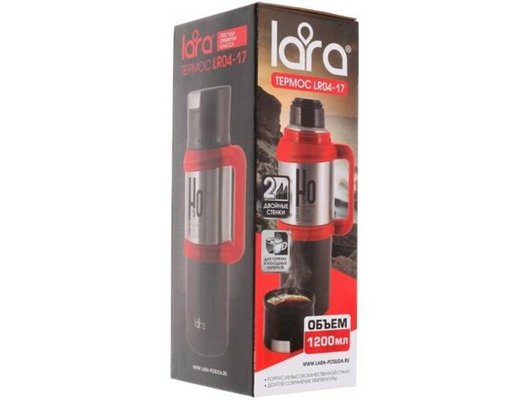 Термос LARA LR04-17 черный/сталь