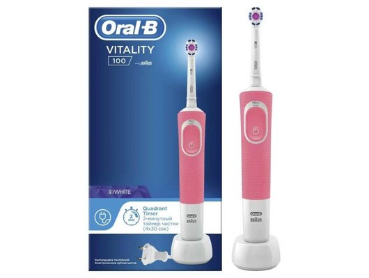 Зубная щетка электрическая Oral-B  Vitality D100.413.1 3DWhite Pink (ПИ)