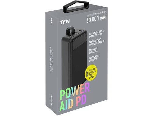 Внешний аккумулятор TFN 30000mAh PowerAid PD black TFN-PB-280-BK