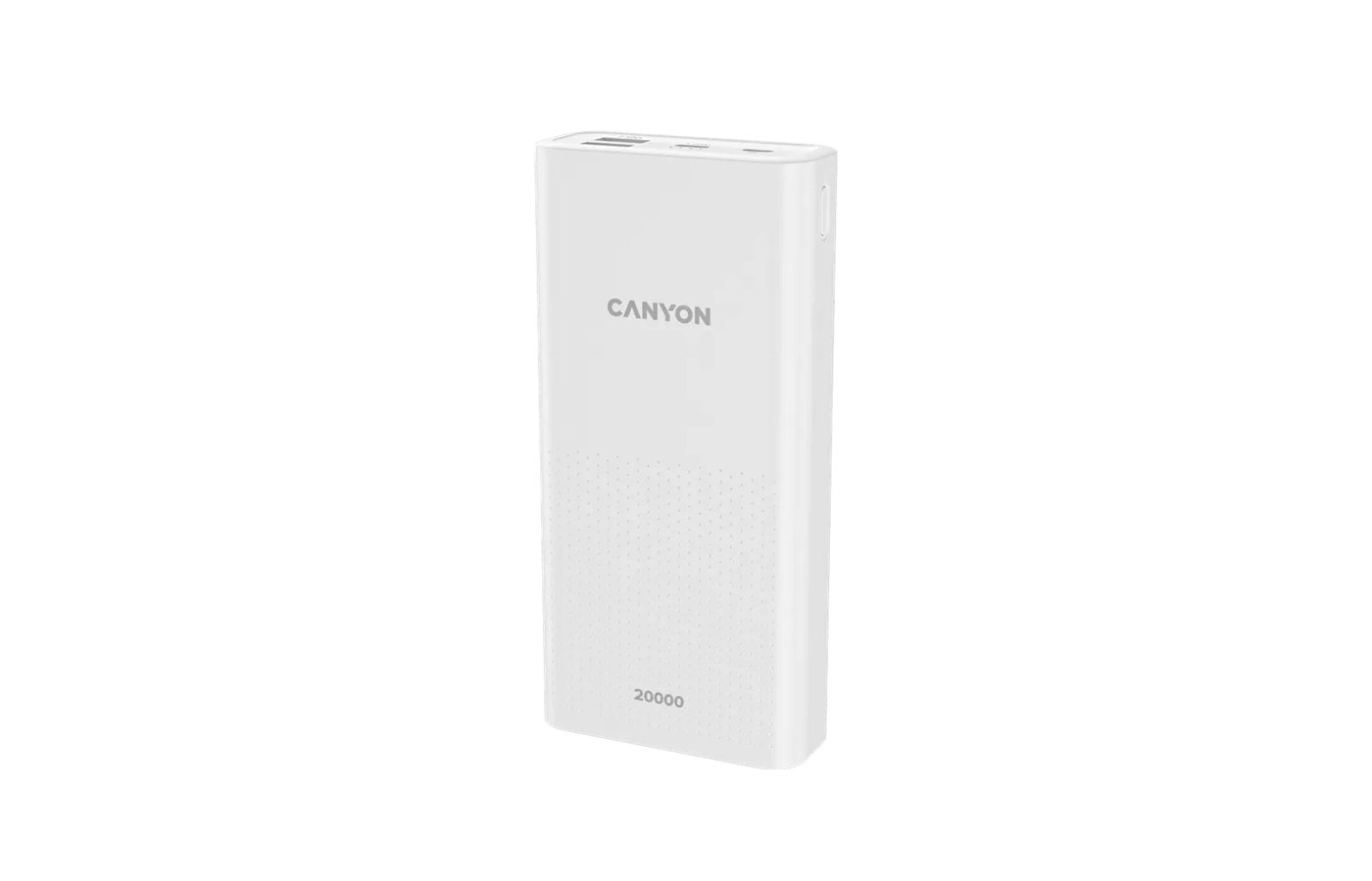 20 000 мач. Внешний аккумулятор (Power Bank) Canyon PB-2001 20 000mah li-Poly Battery, белый. Input 5v/2a , outp.