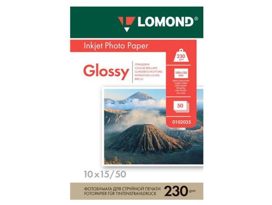 Фотобумага LOMOND 0102035 Глянцевая односторонняя 10x15 230г/м2. 50л