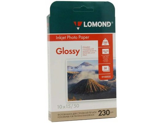 Фотобумага LOMOND 0102035 Глянцевая односторонняя 10x15 230г/м2. 50л